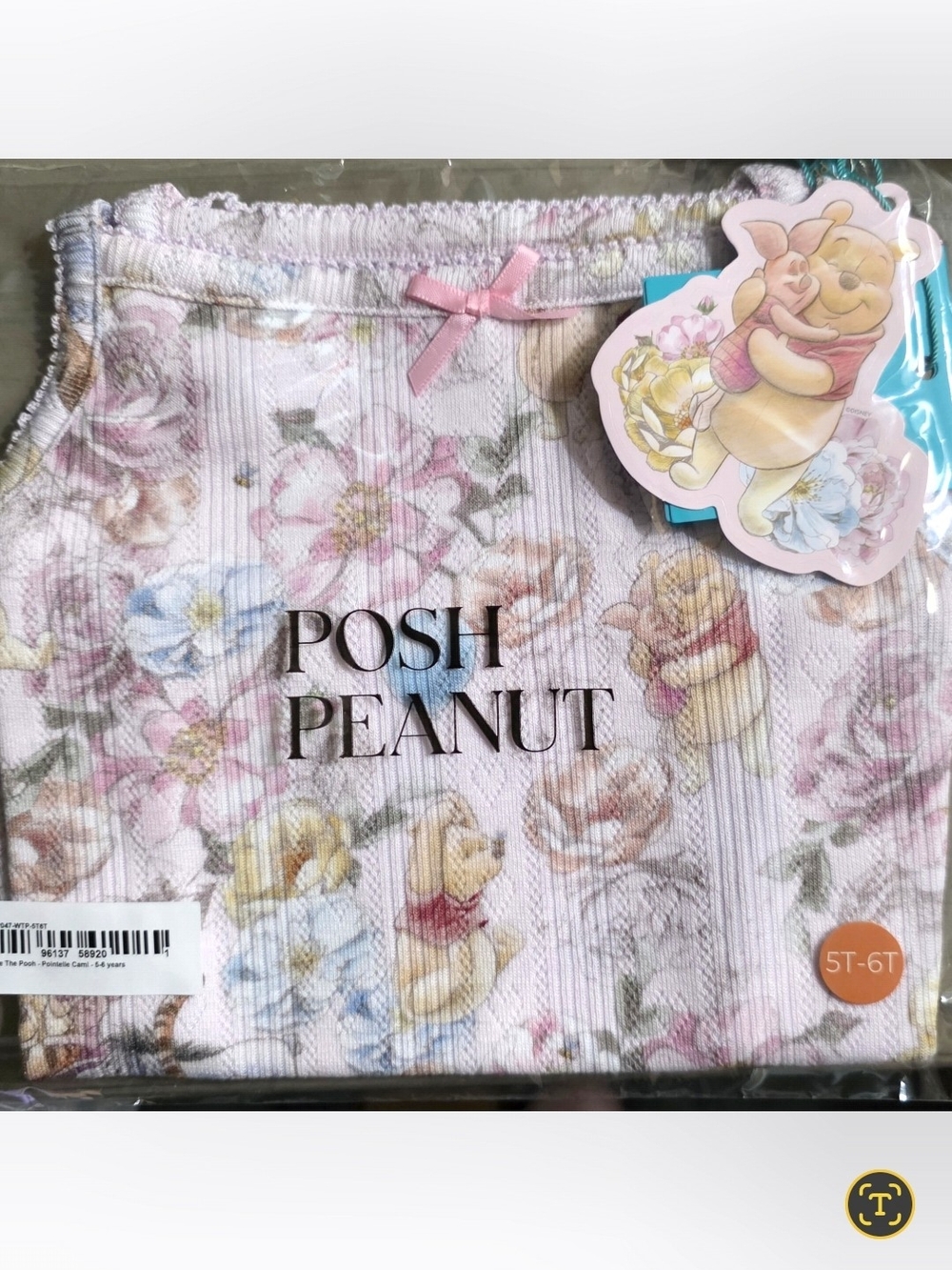 Posh Peanut Disney Winnie the Pooh Pointelle Cami, Cardigan, & Shorts 5T/6T NWT - Picture 2 of 3